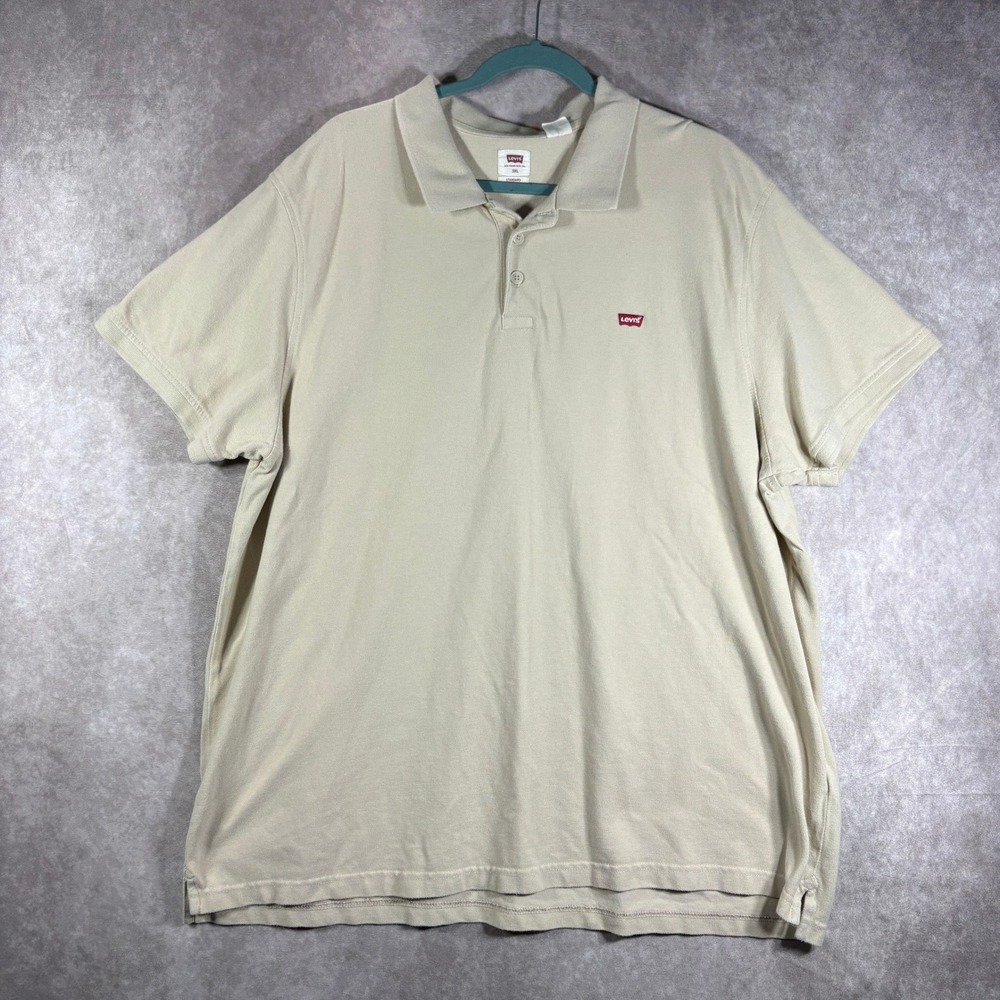 Levi's Polo Shirt Mens 3XL Tan Standard Short Sleeve Pique Cotton Logo Classic